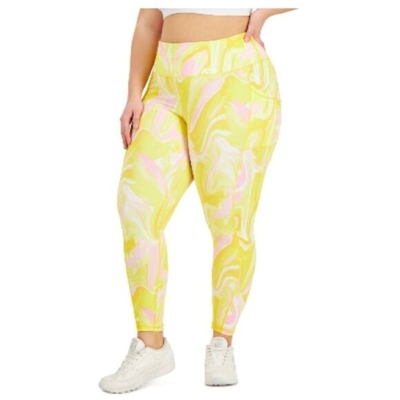 ID IDEOLOGY Compression Watercolor Whirl 7/8 Leggings, High-Rise Side-Pocket 2X - Picture 3 of 7